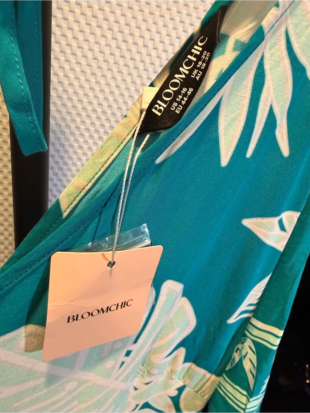 Bloomchic Teal Floral V-Neck Wide-Leg Jumpsuit with Pockets. NWT - Picture 6 of 6